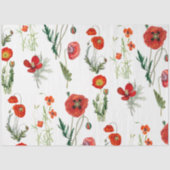 Rode Waterverf Poppies Florals Tissuepapier (Voorkant)