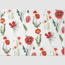 Rode Waterverf Poppies Florals Tissuepapier