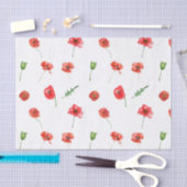 Rode Waterverf Poppy Flowers Floral Garden Tissuepapier (Craft)
