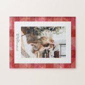 Rode Waterverf Pset Rustic-kerstfoto Legpuzzel (Horizontaal)