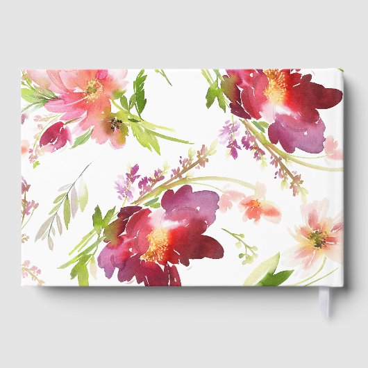 Rode Waterverf Rood kerstfeest bruiloft Gastenboek (Achterkant)