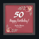 Rode Waterverf Roos Floral 50th Birthday Gift Box Premium Bewaar Doosje<br><div class="desc">Rode Waterverf Roos Floral 50th Birthday Gift Box. Waterverf rozen in rode en oranje kleuren. Voeg naam en feestdatum toe. U kunt het leeftijdsnummer wijzigen.</div>