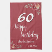 Rode Waterverf Roos Floral 60e verjaardag Theedoek (Verticaal)