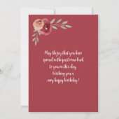 Rode Waterverf Roos Floral 70e verjaardag (Achterkant)