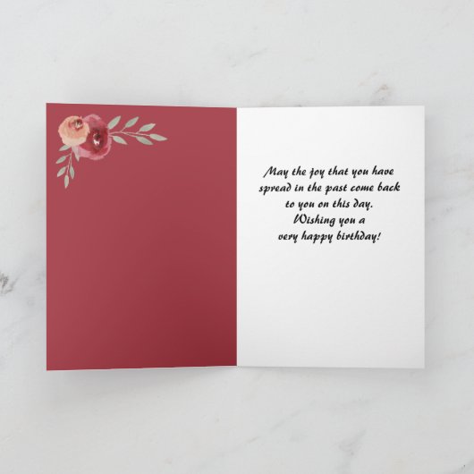 Rode Waterverf Roos Floral 70e verjaardag Kaart (Binnen)