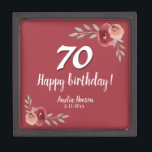 Rode Waterverf Roos Floral 70e verjaardag Premium Bewaar Doosje<br><div class="desc">Rode Waterverf Roos Floral 70th Birthday Gift Box. Waterverf rozen in rode en oranje kleuren. Voeg naam en feestdatum toe. U kunt het leeftijdsnummer wijzigen.</div>