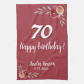 Rode Waterverf Roos Floral 70e verjaardag Theedoek (Verticaal)