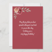 Rode Waterverf Roos Kat Foto 70e verjaardag (Achterkant)