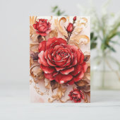 Rode Waterverf Roos Script  stijl Kaart (Staand voorkant)