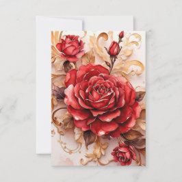 Rode Waterverf Roos Script  stijl Kaart
