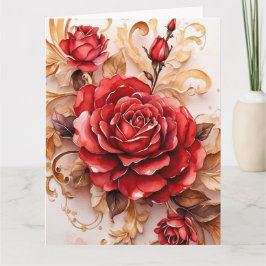 Rode Waterverf Roos Script  stijl Kaart