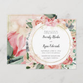 Rode Waterverf Rozen bruiloft Kaart (Voorkant / Achterkant)