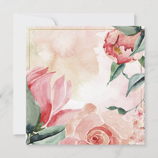 Rode Waterverf Rozen bruiloft Kaart (Achterkant)