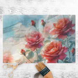  Rode Waterverf Rozen Decoupage Tissuepapier