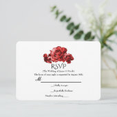 Rode Waterverf  Rozen Elegant Bloemen RSVP (Staand voorkant)