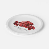 Rode Waterverf  Rozen Elegante bruiloft Papieren Bordje (Gekanteld)