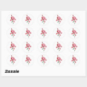Rode Waterverf Rozen Ronde Sticker (Vel)