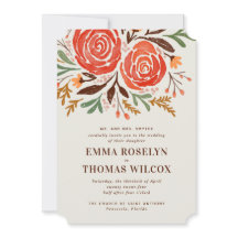 Rode Waterverf Rozen vieren uitnodiging tot huweli