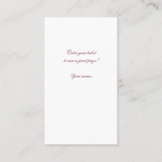 Rode Waterverf Rozen Vrijgezellenfeest Raffle Tick Informatiekaartje (Achterkant)