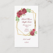 Rode Waterverf Rozen Vrijgezellenfeest Raffle Tick Informatiekaartje (Voorkant)