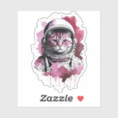 Rode Waterverf Ruimtevaarder Kat Sticker (Vel)
