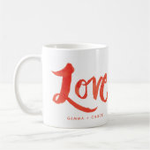 Rode Waterverf Script Love Mok met aangepaste teks (Links)