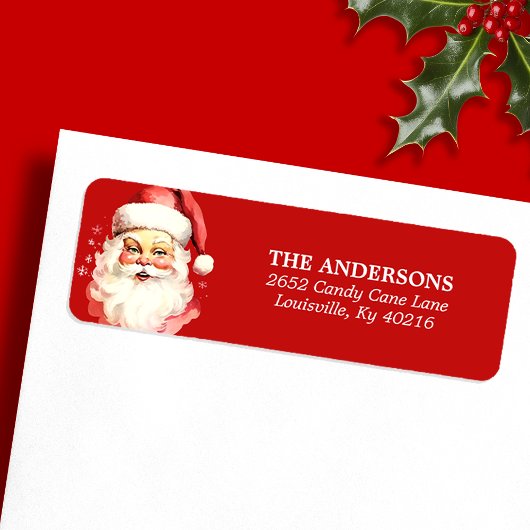 Rode  Waterverf Sinterklaas Kerstmis Etiket