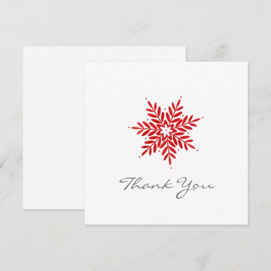 Rode Waterverf Snowflake Bedankkaart (Voorkant / Achterkant)