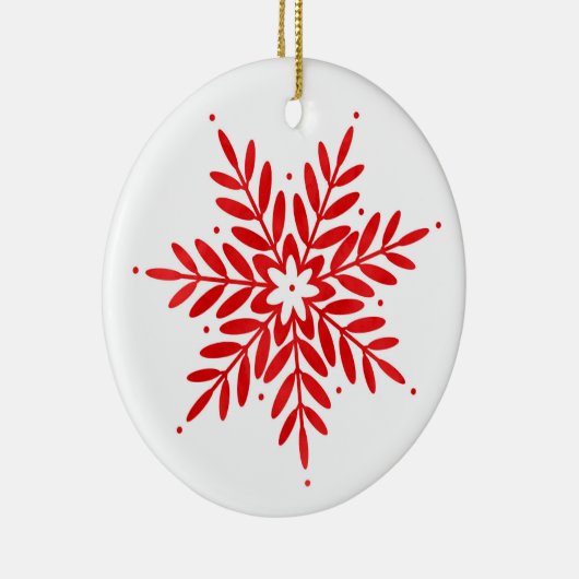 Rode Waterverf Snowflake Keramisch Ornament (Rechts)