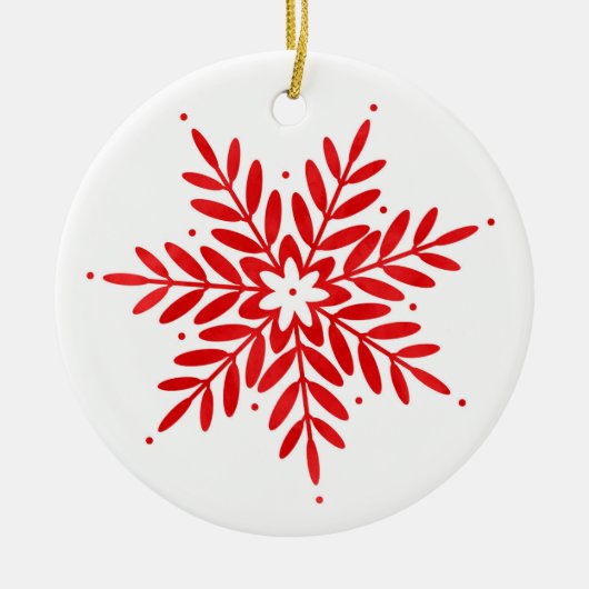 Rode Waterverf Snowflake Keramisch Ornament (Voorkant)