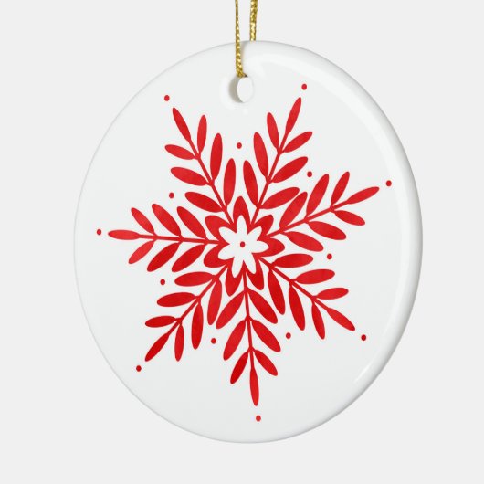 Rode Waterverf Snowflake Keramisch Ornament (Links)