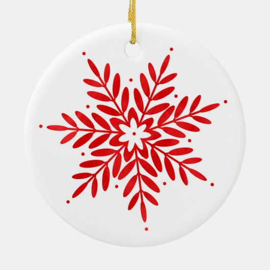 Rode Waterverf Snowflake Keramisch Ornament (Achterkant)