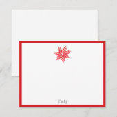 Rode Waterverf Snowflake Notitiekaartje (Voorkant / Achterkant)