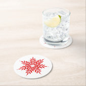 Rode Waterverf Snowflake Ronde Kartonnen Onderzetter (Insitu)