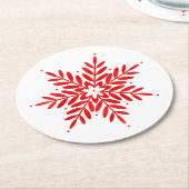Rode Waterverf Snowflake Ronde Kartonnen Onderzetter (Gebogen)