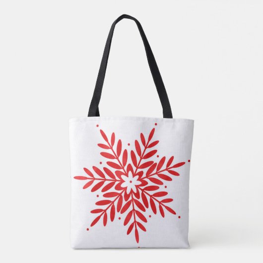 Rode Waterverf Snowflake Tote Bag (Achterkant)