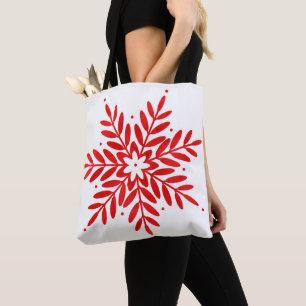 Rode Waterverf Snowflake Tote Bag