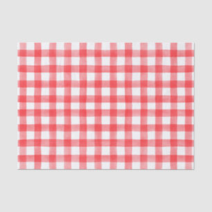 Rode Waterverf Stippen Gingham Tissuepapier