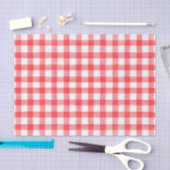 Rode Waterverf Stippen Gingham Tissuepapier (Craft)