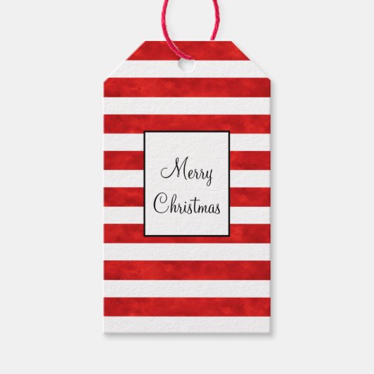 Rode Waterverf Stripes Cadeaulabel (Voorkant)