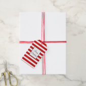 Rode Waterverf Stripes Cadeaulabel (Met Touw)