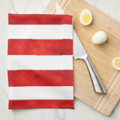 Rode Waterverf Stripes Theedoek (Quarter Fold)