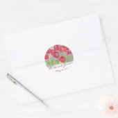 Rode Waterverf Tulpen Bruiloft Datum Bruid bruideg Ronde Sticker (Envelop)