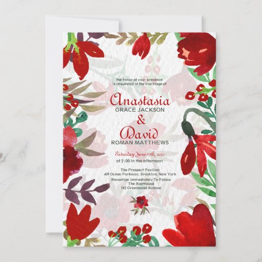 Rode Waterverf tulpen Kaart (Voorkant)