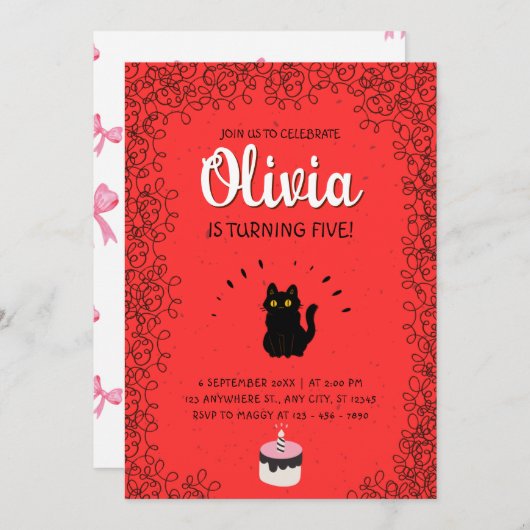 Rode Waterverf verjaardag Kaart (Voorkant / Achterkant)