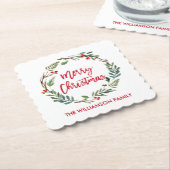 Rode Waterverf voor penseel met vrolijk kerstfeest Kartonnen Onderzetters (Gebogen)