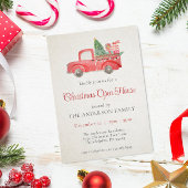 Rode Waterverf Vrachtwagen Kerst Vakantie Open Hui Kaart