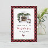 Rode Waterverf Warm Waart kerstkaarten Feestdagenkaart (Staand voorkant)