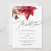 Rode Waterverf Winter Bloemen Huwelijk Kaart (Voorkant)