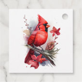 Rode Waterverf Winter Kardinaal Bedankjes Labels (Achterkant)
